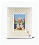 WHITE SYNTHETIC LEATHER FRAME W/CHALICE - 2241-695 - Catholic Book & Gift Store 