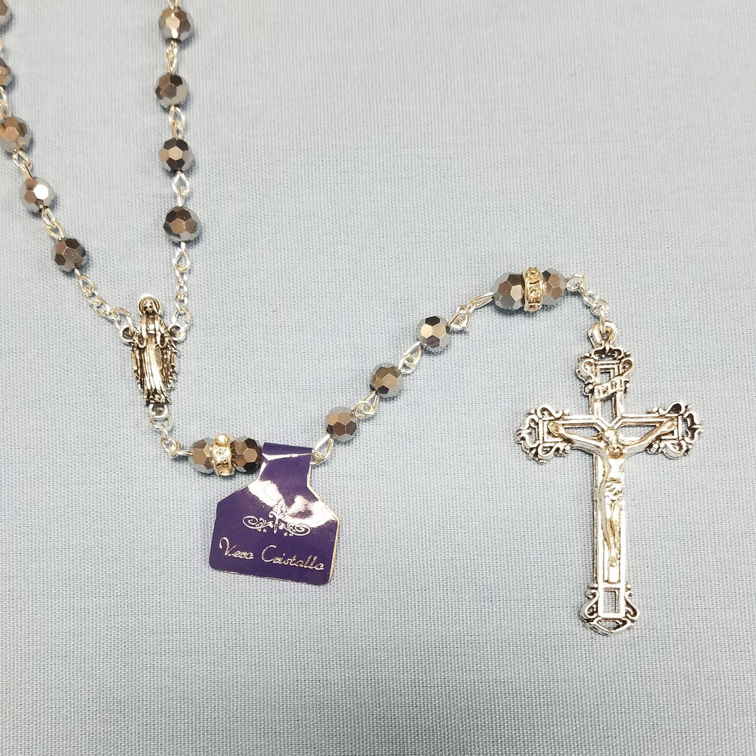6MM SILVER ROSARY WITH BLESSED MOTHER CENTERPIECE