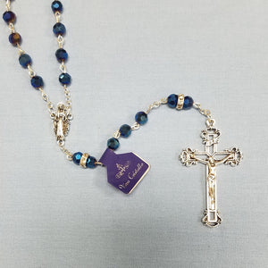 6MM BLUE ROSARY WITH BLESSED MOTHER CENTERPIECE