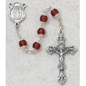 6MM RUBY CAPPED ROSARY - 266SF - Catholic Book & Gift Store 