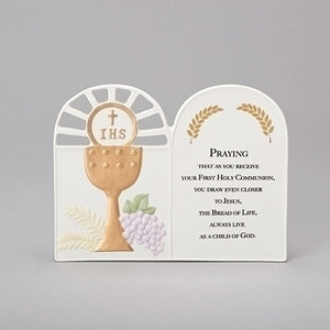 6.75"H CHALICE WALL PLAQUE W/FIRST COMMUNION PRAYER