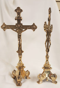 13" STANDING BRASS CRUCIFIX/DOUBLE SIDED - 306-LDS - Catholic Book & Gift Store 