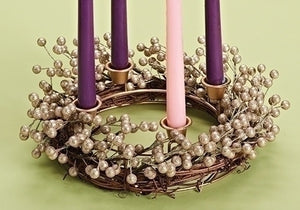 14" CHAMPAGNE BERRY ADVENT WREATH - 31006 - Catholic Book & Gift Store 