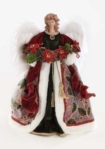 16" ANGEL TREETOPPER W/POINSETTIA - 32417 - Catholic Book & Gift Store 