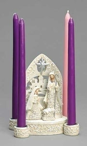 7" HOLY FAMILY CANDLE HOLDER PAPERCUT STYLE/CANDLES NOT INCLUDED