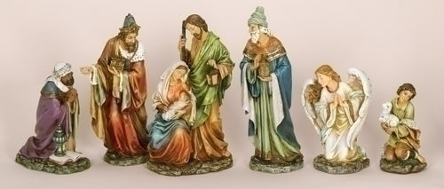 Nativity Set with Holy Family, Three Kings, Angel, and Shepherd