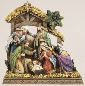 9.5" NATIVITY/WOOD CARVED LOOK - 34365