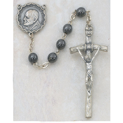 6MM HEMATITE PAPAL ROSARY - 360R - Catholic Book & Gift Store