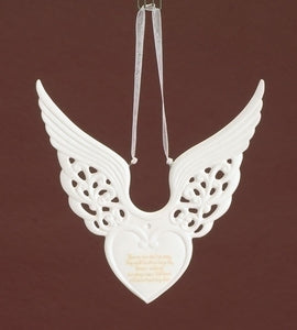 5.75" MEMORIAL WING HEART ORNAMENT W/VERSE - 37134 - Catholic Book & Gift Store 