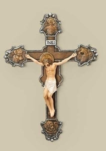 10" THE EVANGELIST CRUCIFIX WITH SILVER/BRONZE - 40474 - Catholic Book & Gift Store 