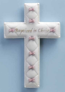 6.5" BAPTISM CROSS BOWS/GIRL - 42829 - Catholic Book & Gift Store 