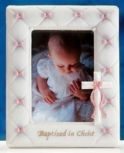 7" BAPTISM FRAME BOWS/GIRL - 42989 - Catholic Book & Gift Store 