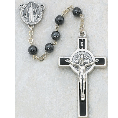 6MM HEMATITE ST. BENEDICT ROSARY - 440R - Catholic Book & Gift Store