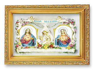 4.5"X6.5" BABY ROOM BLESSING W/TWO HEARTS/FRAMED - 461.390 - Catholic Book & Gift Store 