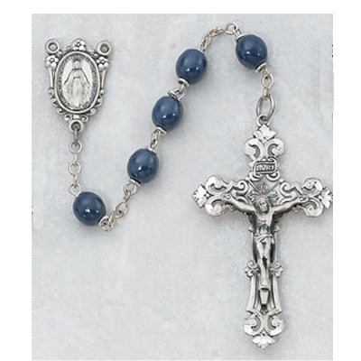 7MM METALLIC BLUE ROSARY
