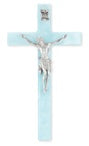 7" PEARLIZED BLUE CROSS WITH PEWTER CORPUS - 50P-7BP - Catholic Book & Gift Store 