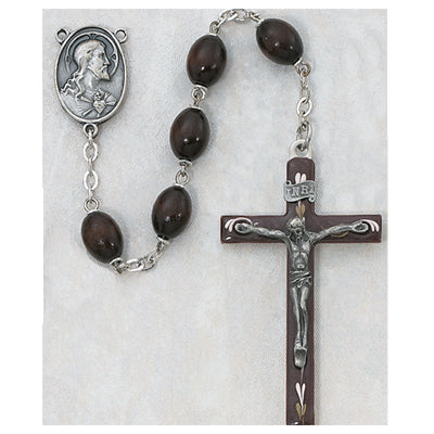 BROWN ENAMEL WOOD ROSARY