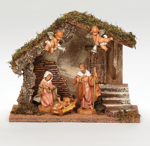 5 FIGURE NATIVITY WEDDING CRECHE; USB LED STABLE