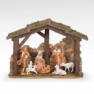 5" SCALE 7 FIGURE NATIVITY WITH RESIN STABLE