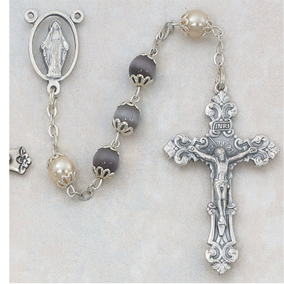 7MM AMETHYST/PEARL ROSARY - 564SF