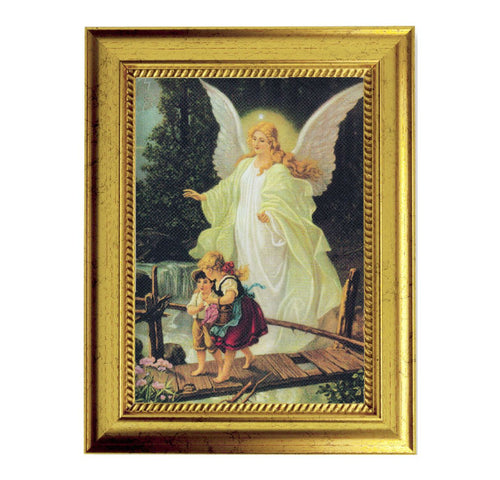 8 1/4 x 10 1/4 Gold Ornate Frame with a 6 x 8 Guardian Angels with –  Celtic Cove Catholic Bookstore