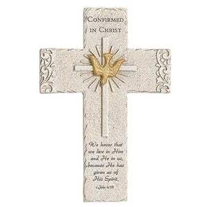 9.25"H CONFIRMATION WALL CROSS STONE FINISH