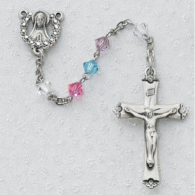 STERLING 5MM MULTI SWAROVSKI ROSARY - 602LF - Catholic Book & Gift Store 