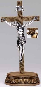 9" ANTIQUE GOLD CRUCIFIX WITH STAND - 62183