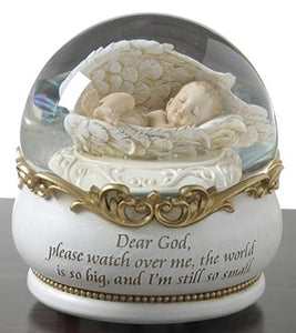 4.5" BABY IN WINGS GLITTERDOME - 63154 - Catholic Book & Gift Store 