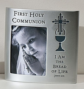 6" COMMUNION PHOTO FRAME/HOLDS 3" X 4" PHOTO - 63696 - Catholic Book & Gift Store 