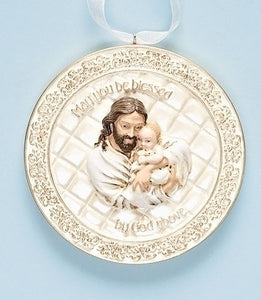 3.25"D JESUS W/BABY CRADLE MEDAL - 65944 - Catholic Book & Gift Store 