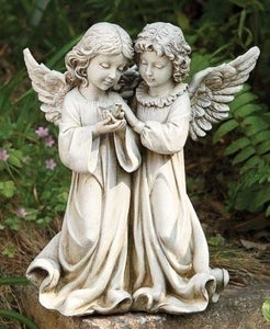 12.25" DOUBLE ANGEL FIGURE WITH BIRD - 66745 - Catholic Book & Gift Store