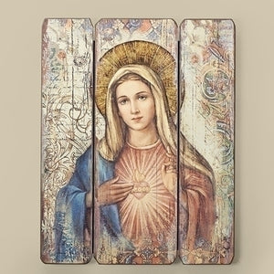 15"H IMMACULATE HEART PANEL PLAQUE - 69968 - Catholic Book & Gift Store 