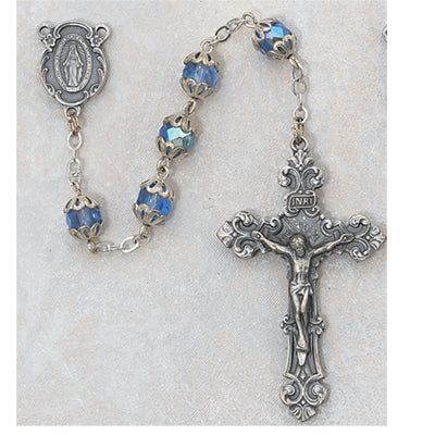 7MM BLUE CAPPED ROSARY/DELUXE - 701S-BLF
