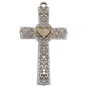 6" PEWTER WEDDING CROSS W/FILIGREE DESIGN