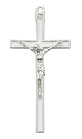 5" WHITE ENAMEL SILVER CRUCIFIX - 73-37 - Catholic Book & Gift Store 