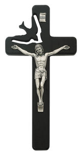 8" BLACK CRUCIFIX WITH HOLY SPIRIT CUT-OUT