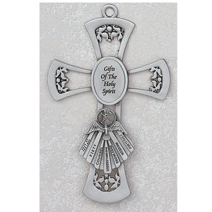 6" PEWTER CROSS/GIFTS OF THE HOLY SPIRIT - 77-19 - Catholic Book & Gift Store 