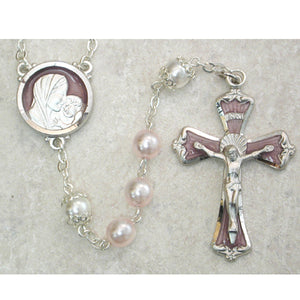 7MM PINK PEARL ROSARY - 772RF