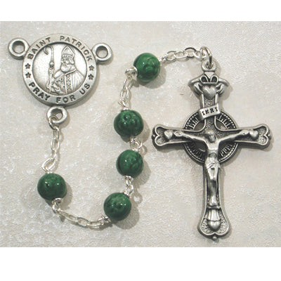 PEWTER/6MM SHAMROCK BEAD ST PATRICK ROSARY - 786DF - Catholic Book & Gift Store
