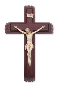 12" CHERRY STAINED SICK-CALL CRUCIFIX - 79-42602 - Catholic Book & Gift Store 