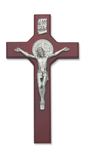 10.5" CHERRY STAINED ST. BENEDICT CRUCIFIX - 79-42672 - Catholic Book & Gift Store 