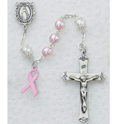 Pink 7MM Pearl Cancer Rosary