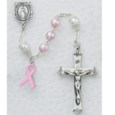 7MM PINK PEARL/CANCER ROSARY - 791SF