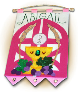 FIRST COMMUNION BANNER KIT - GATES OF HEAVEN/PINK