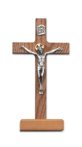 8" WALNUT STAINED STANDING CRUCIFIX - 80-59