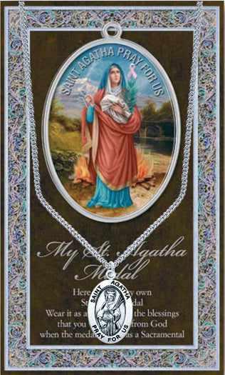 ST AGATHA MEDAL W/CARD - 950-400 - Catholic Book & Gift Store 