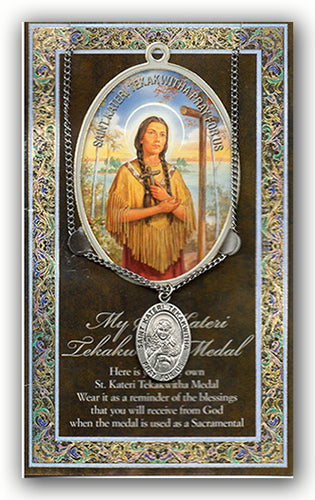 SAINT KATERI MEDAL WITH BIOGRAPHY PRAYER CARD - 950-474 - Catholic Book & Gift Store