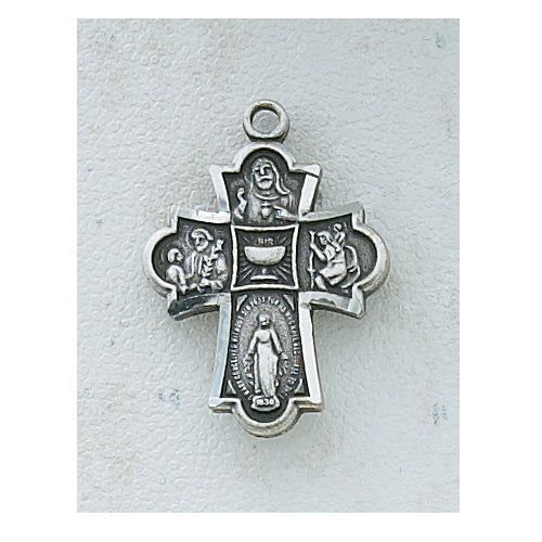 4-WAY MEDAL W/CHALICE-ANTIQUE SILVER - AN573BK - Catholic Book & Gift Store