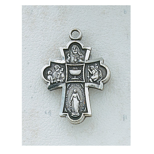 4-WAY MEDAL W/CHALICE-ANTIQUE SILVER - AN573BK - Catholic Book & Gift Store 
